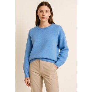 J Crew Sweater Women‎ Small Blue Merino Wool Alpaca Crew Neck Long Sleeve Preppy